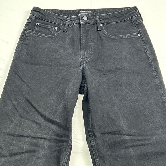 Free Assembly Women's Size 12 High Rise Full Wide Straight Black Jeans Grunge - Picture 2 of 10